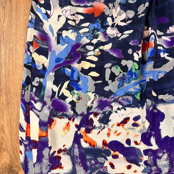 Anthropologie Coquille Blue Watercolor Wearable Art Silk Japonica Sheath Dress 0 - Picture 3 of 14